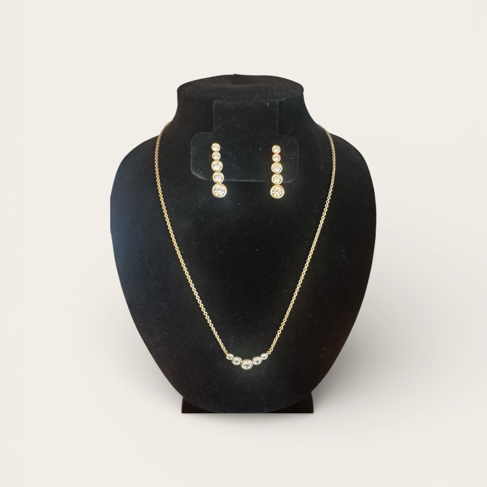 Matching Pave CZ necklace/earrings set by Banana Republic Factory